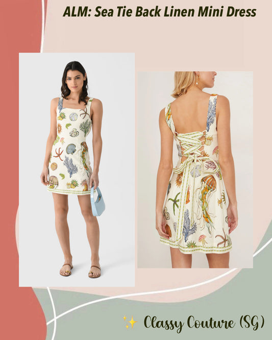 ALM Sea Tie Back Linen Mini Dress