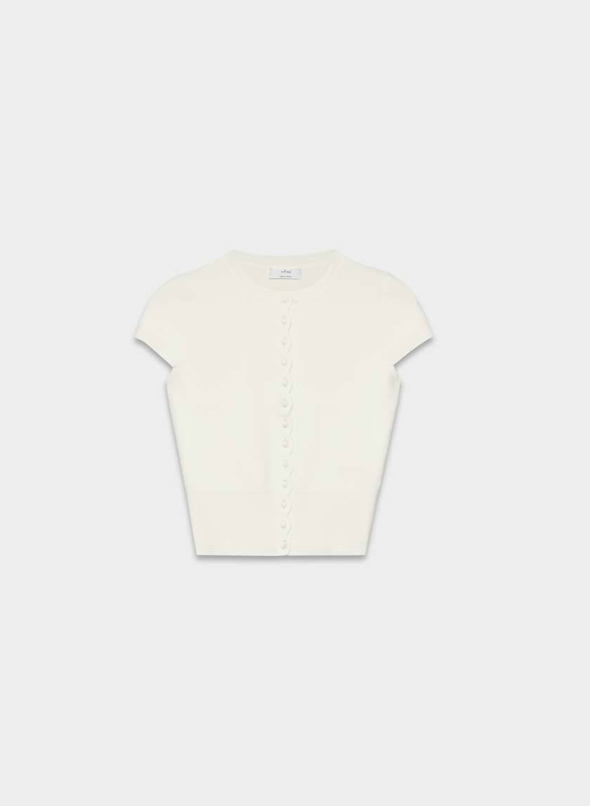 ARZ Storyboard Wonder Yarn Viscose-blend Short-sleeved Cardigan Top