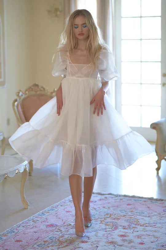 SK French Puff Midi Dress