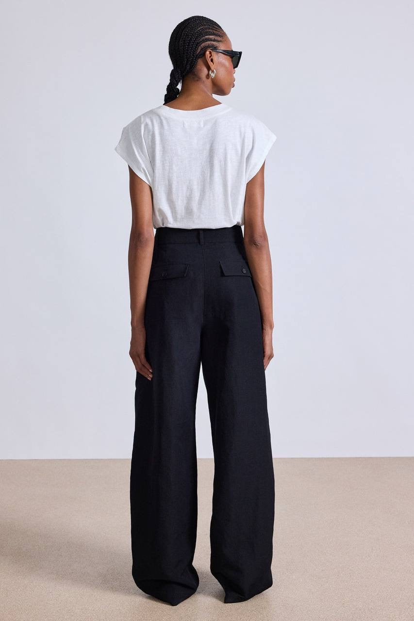 AA Mirabelle Wool-Linen High Waist Trousers Pants