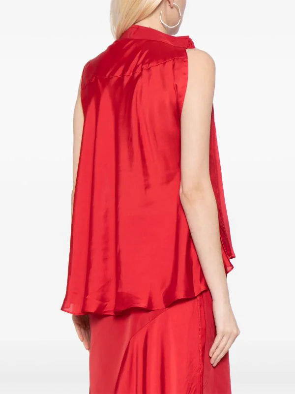 SC Asymmetric Satin Blouse Top