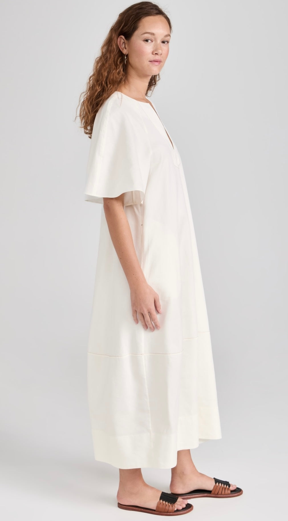 LM Lennox Sleeveless V-Neck | Flutter Sleeve Midi Dress