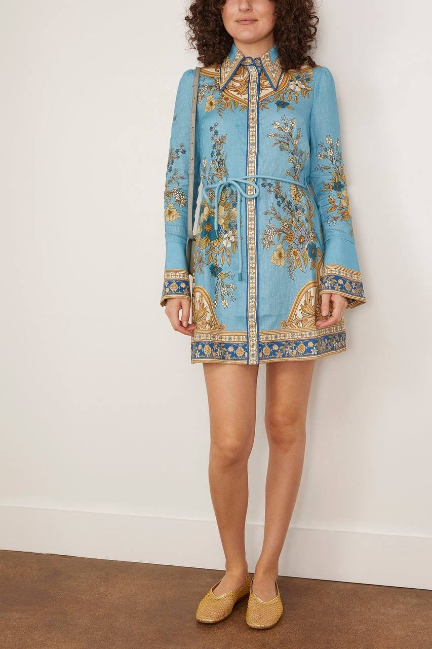 ALM Cassie Floral Linen Mini Dress