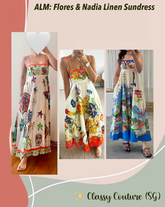 ALM Flores & Nadia Linen Midi Sundress Dress