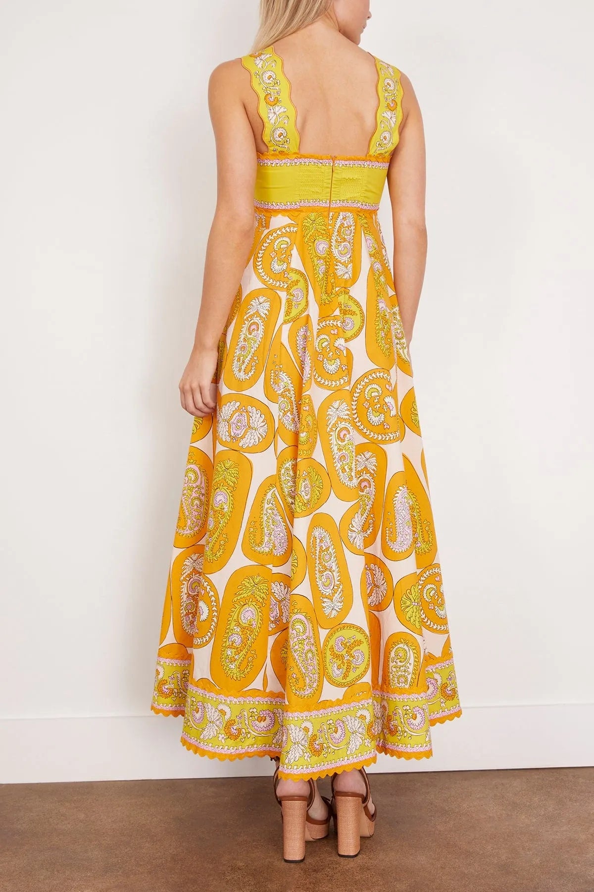 ALM Diana Summer Cotton Maxi Dress in Blue/White & Orange/Yellow