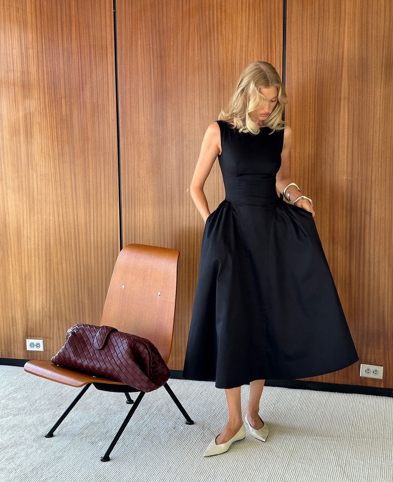 Restock! HS Stretch-Cotton Sateen Midi Dress