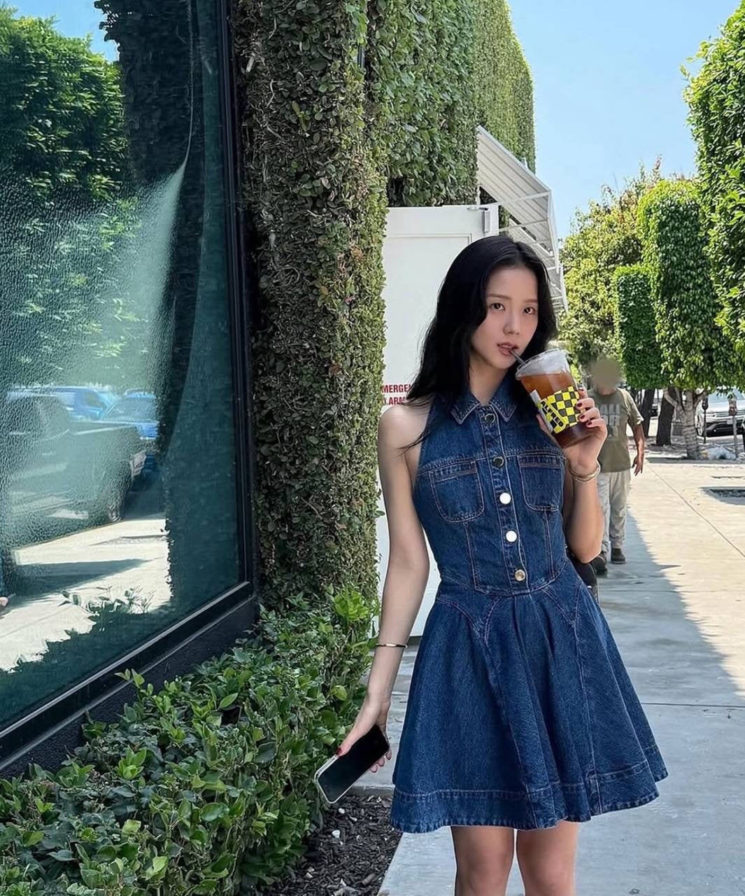 SP Denim Sleeveless Flared Mini Dress Jisoo