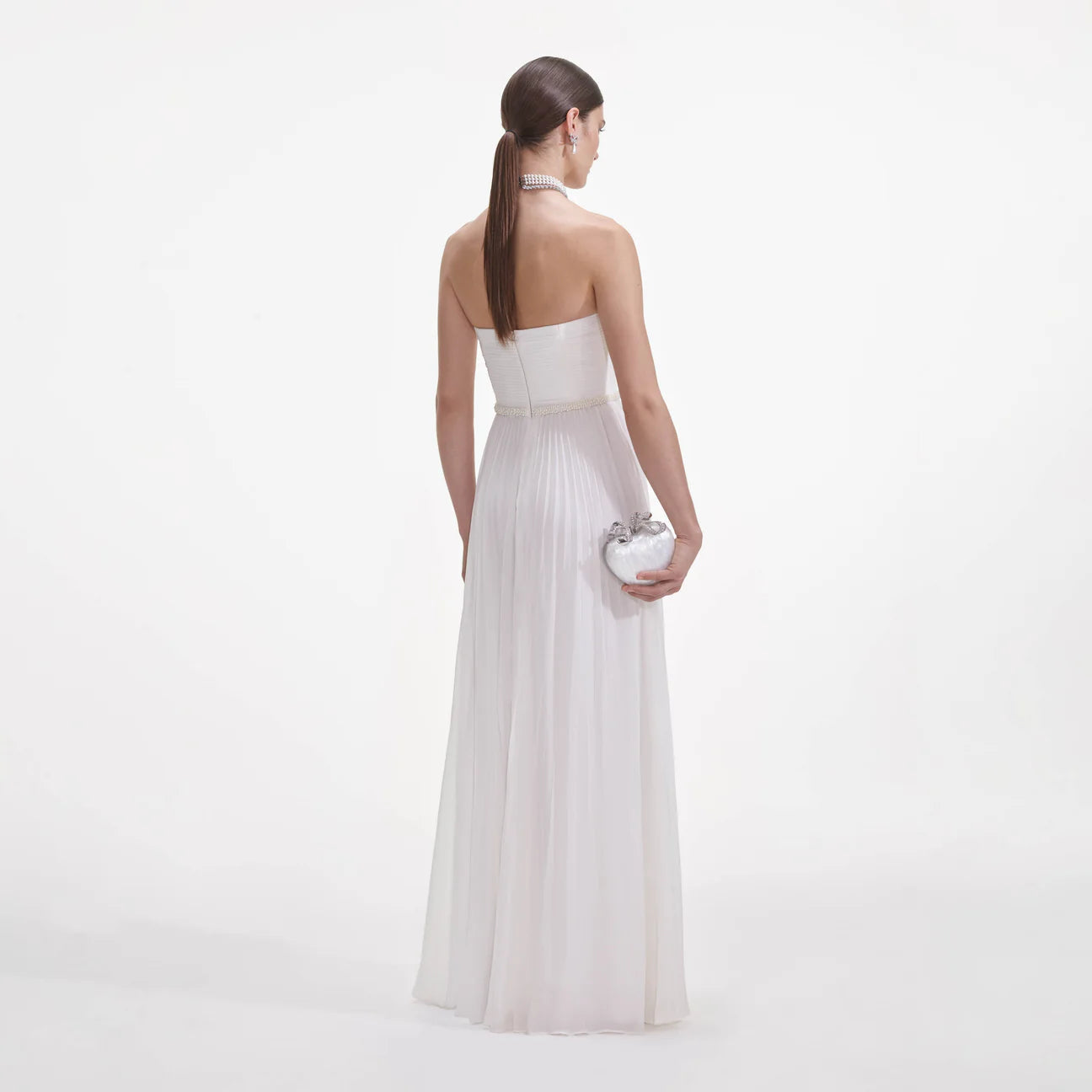 SP White Chiffon Bow Maxi Dress