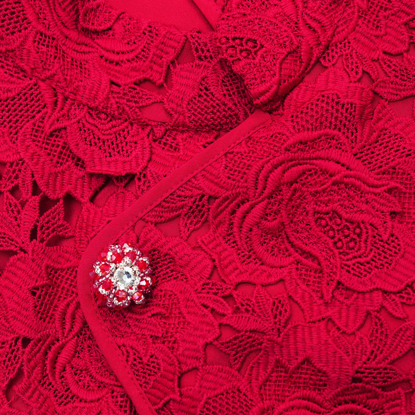 SP Red Flower Lace Mini Dress