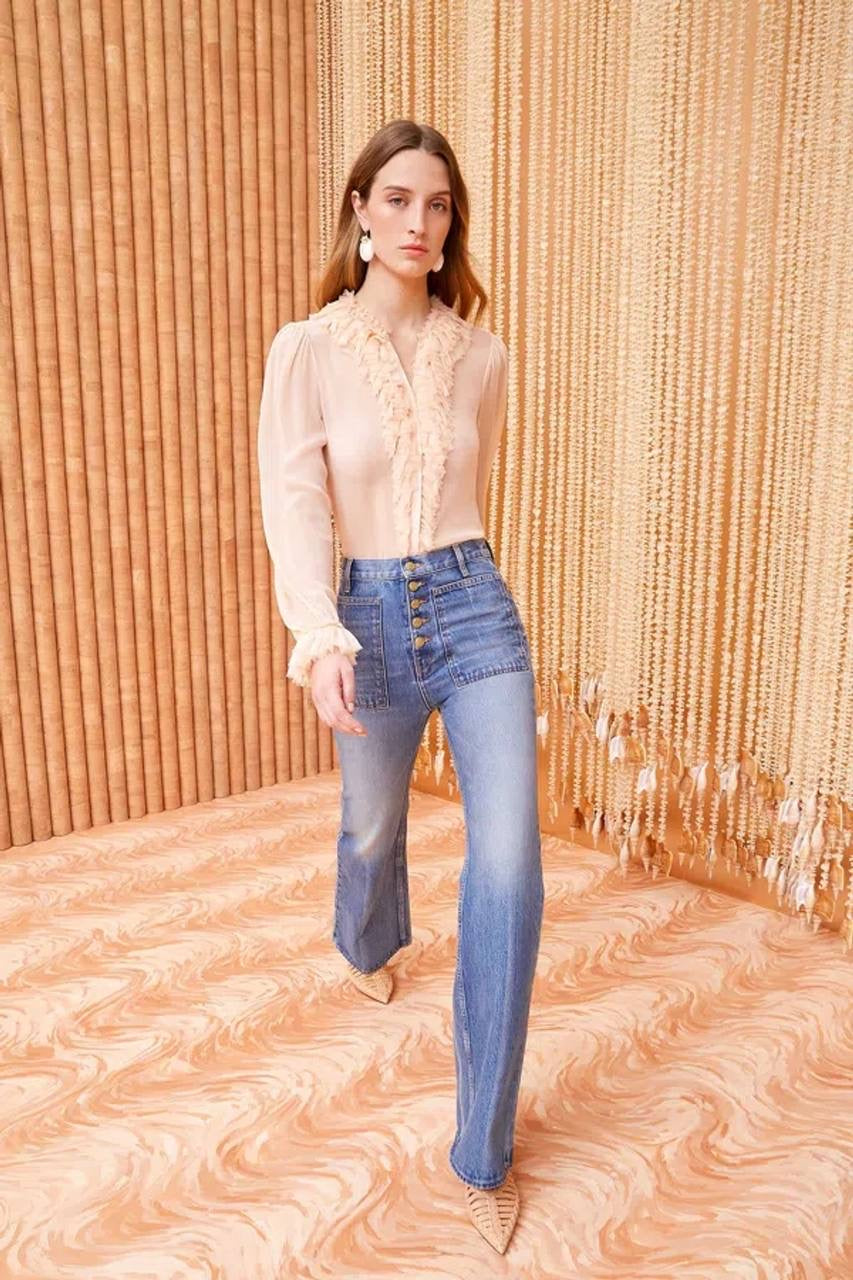 UJ Nicola Silk Chiffon Long Sleeve Blouse Top