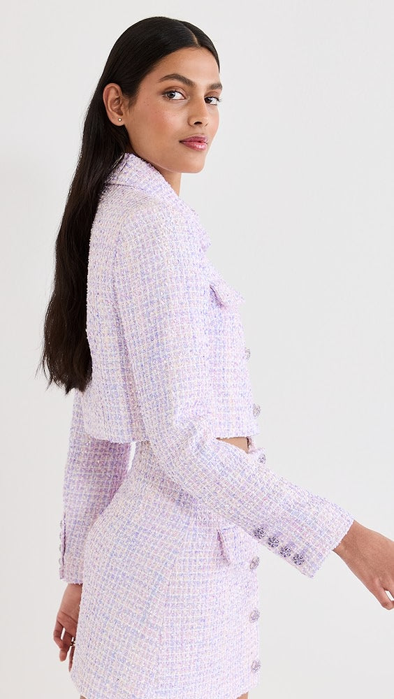 SP Lilac Boucle Cropped Jacket | Purple Mini Skirt | Set