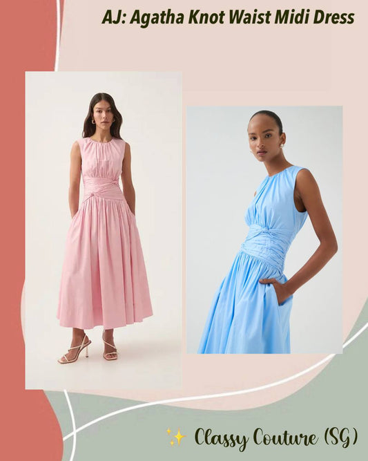 AJ Agatha Knot Waist Cotton Midi Dress