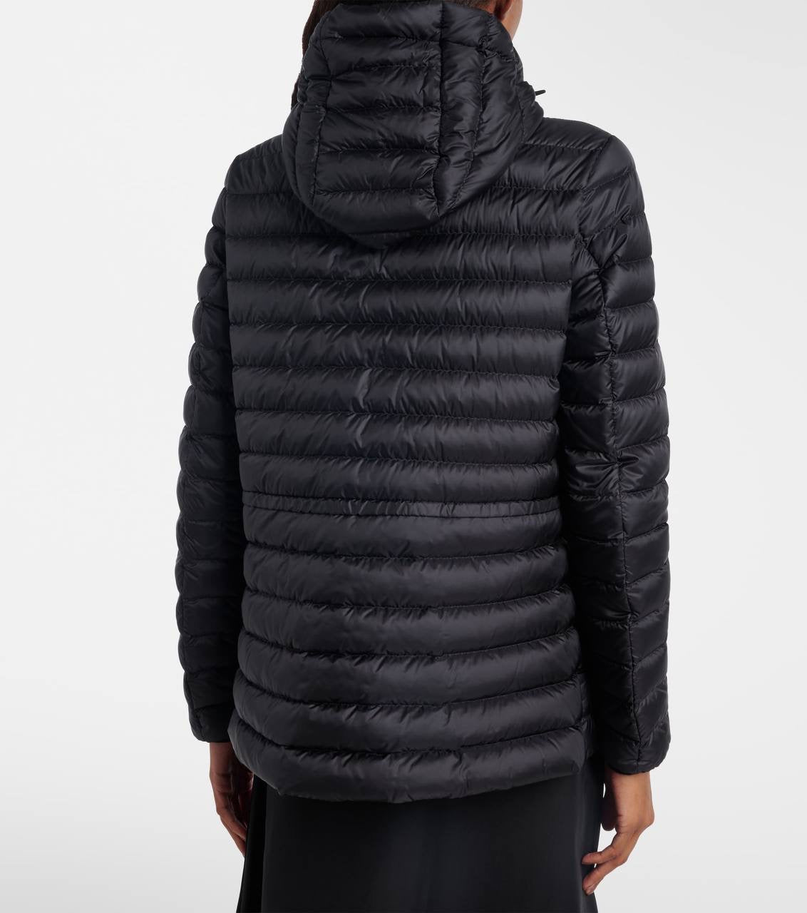 MC Raie Hooded Short Down Gathered Waist Drawstring Jacket