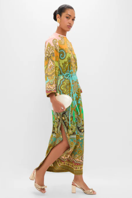 ALM Clemenza Silk Belted Shirtdress Midi Dress