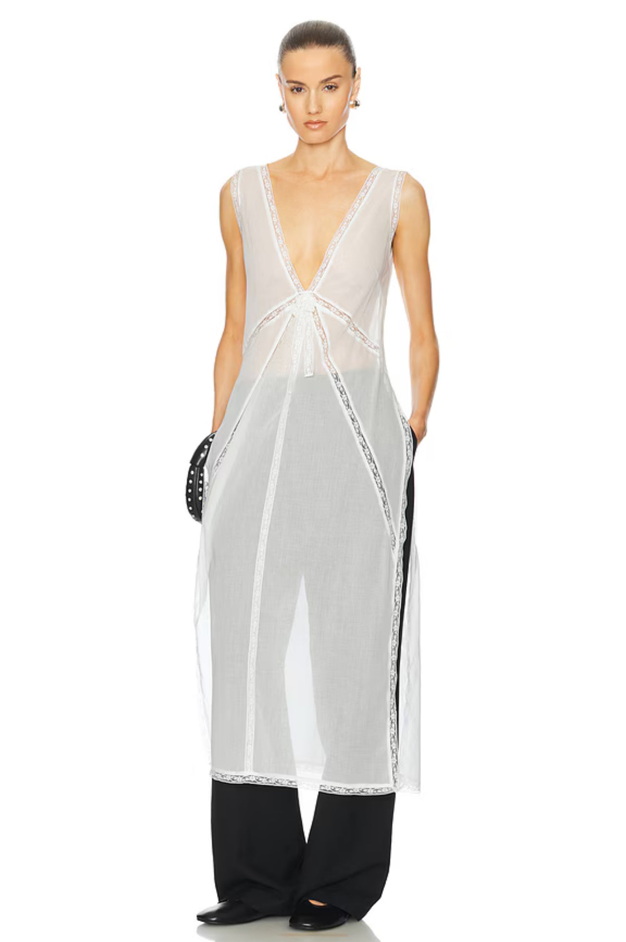 HS Voile Daylight Cotton Nightgown Shirtdress Midi Top