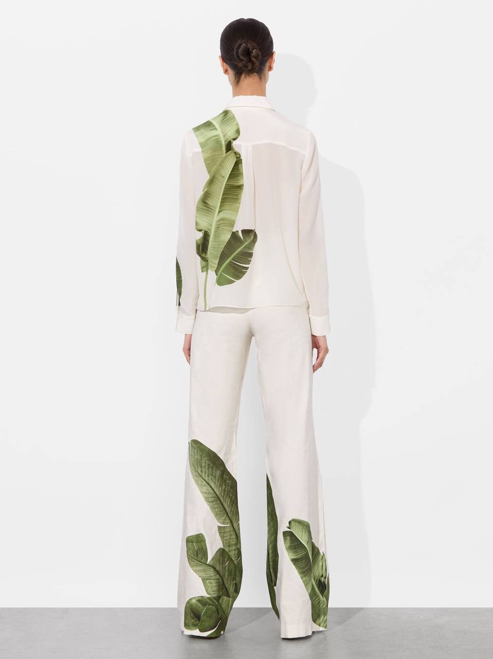 AO Willa Silk Long Sleeve Blouse Shirt in Jungle Palm
