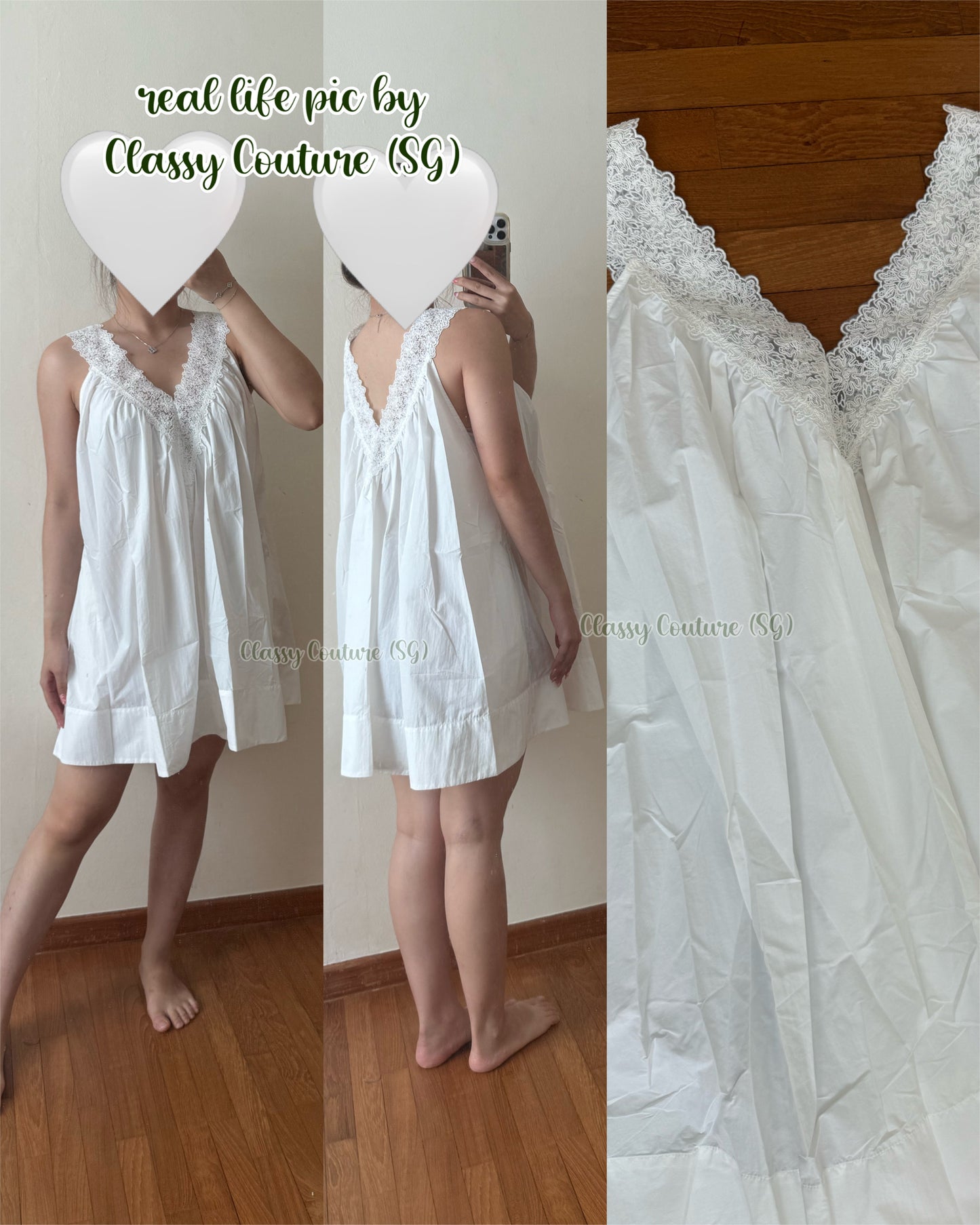 HS Lace Tech Poplin Mini Dress in White & Black