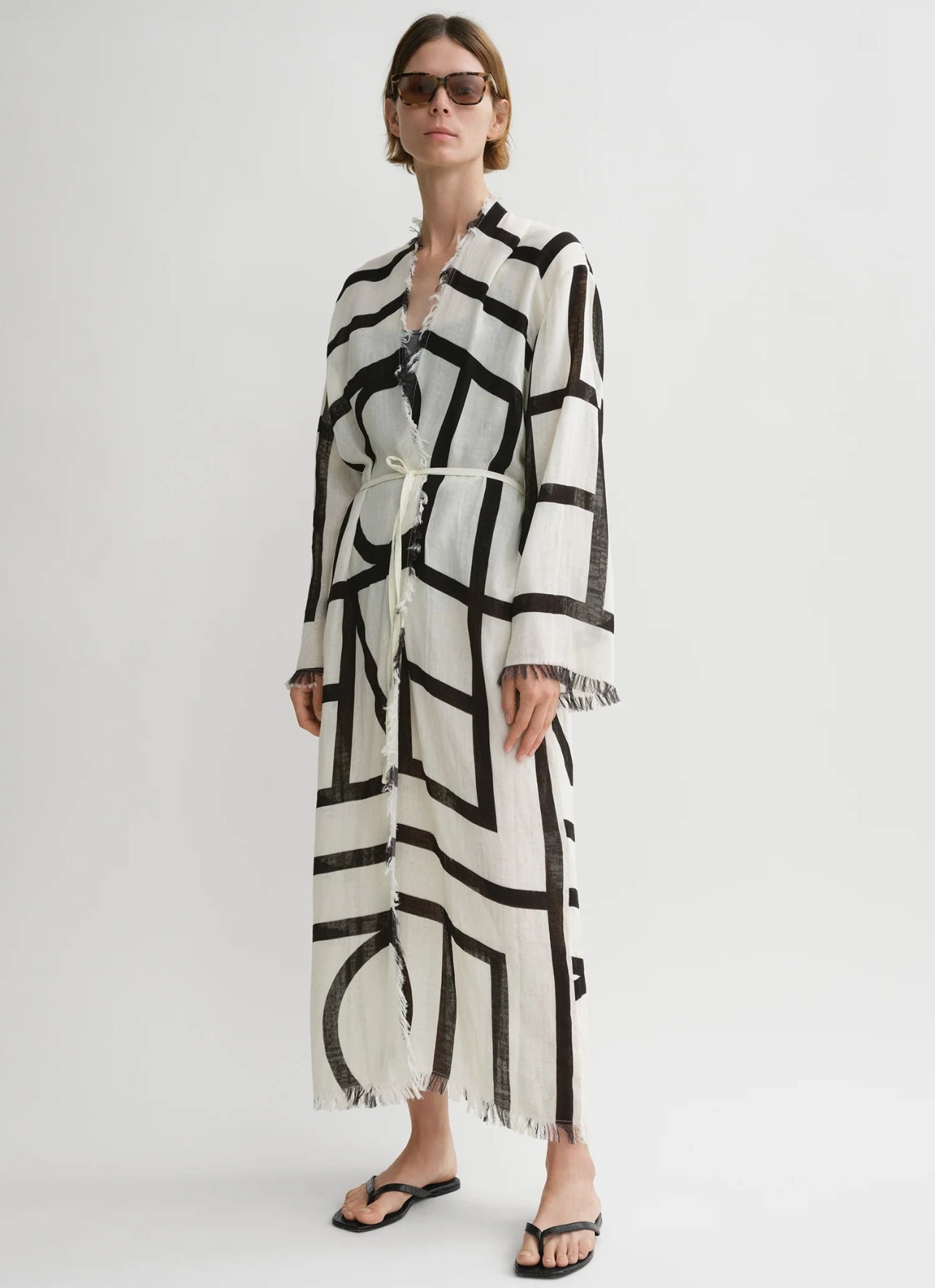 2 Colors! Tot Monogram Cotton Wrap Midi Maxi Dress | Swimsuit Coverup Robe