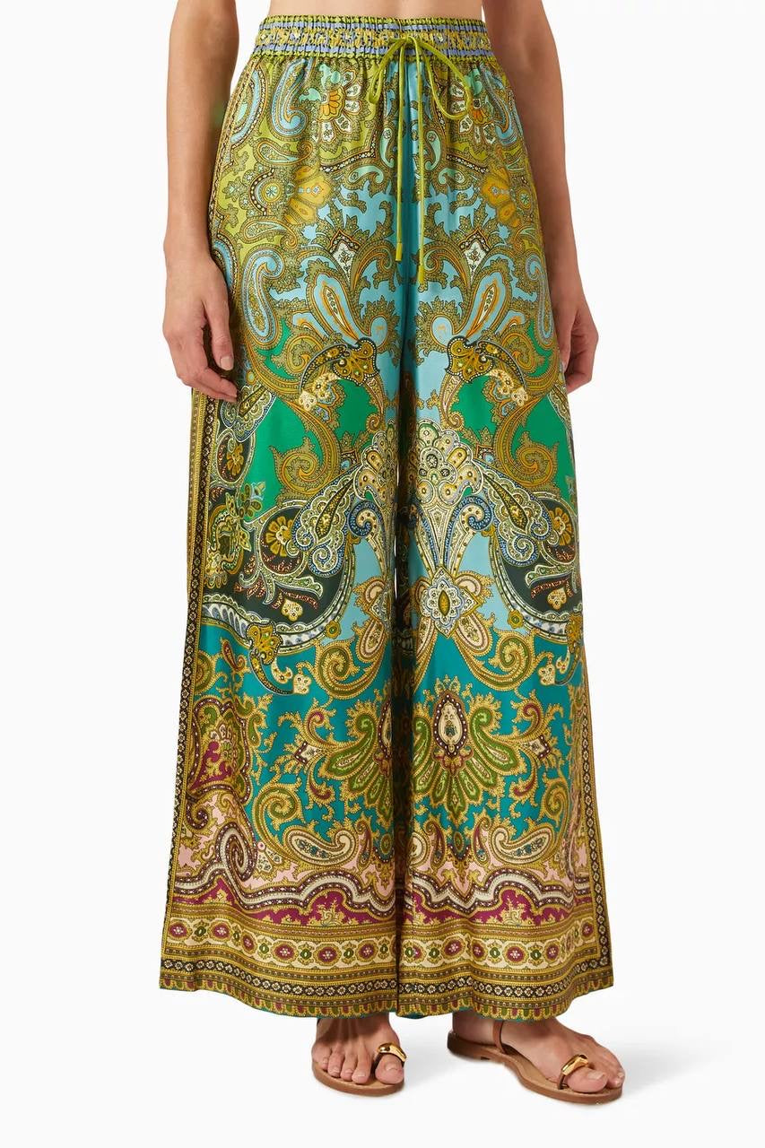 ALM Clemenza Spliced Crop Silk Blouse | Pants | Set