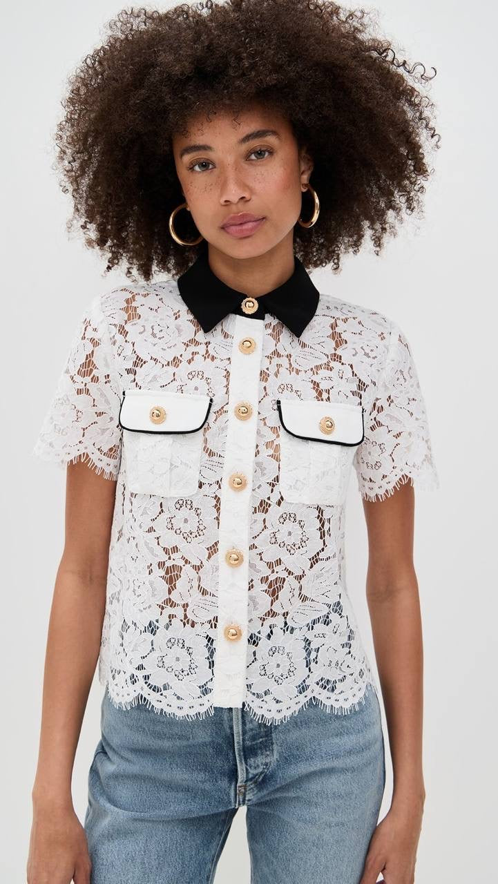SP Lace Contrast Collar Shirt