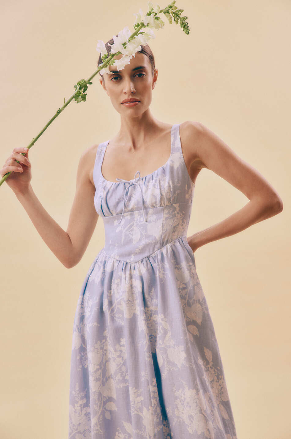 Ref Balia Linen Midi Dress