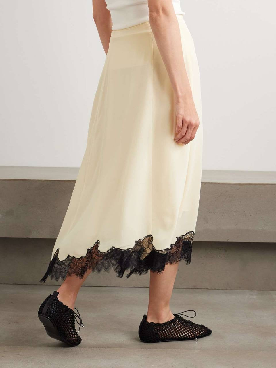UJ Bette Cream Top | Asymmetrical Rosine Midi Skirt | Silk Set