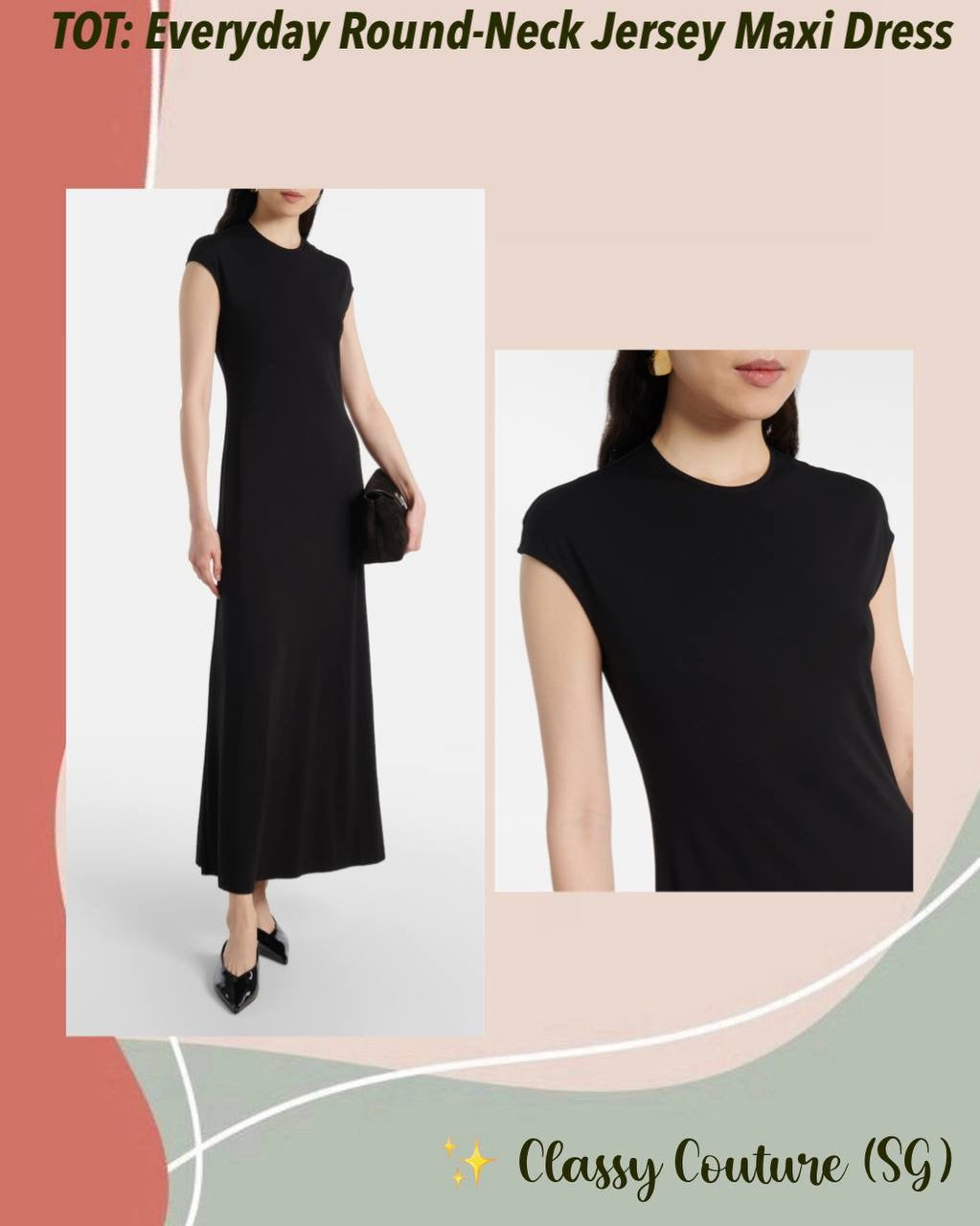 Tot Everyday Round Neck Jersey Midi Maxi Dress