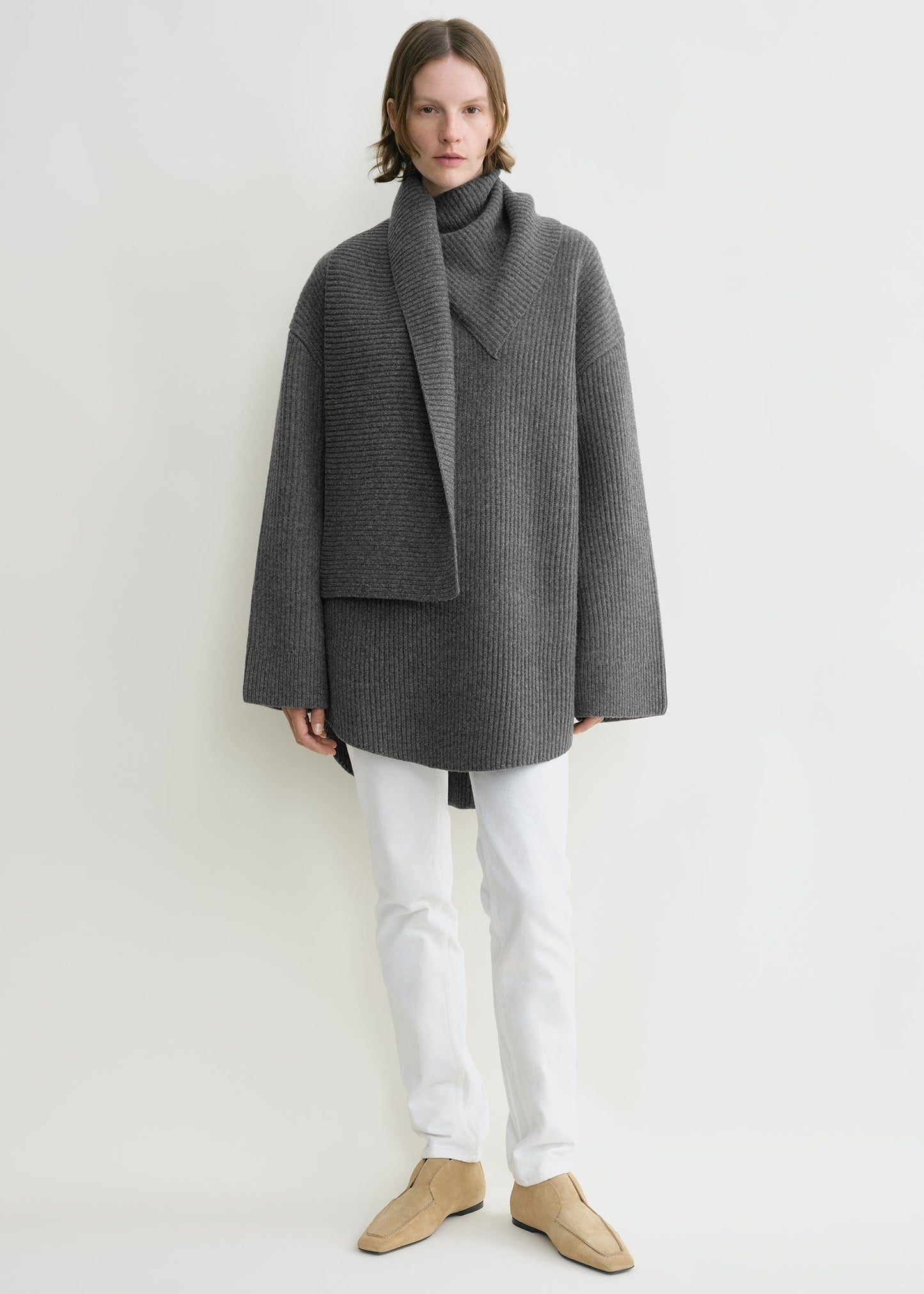 Tot Long Scarf Knit Oversized Wool Sweater