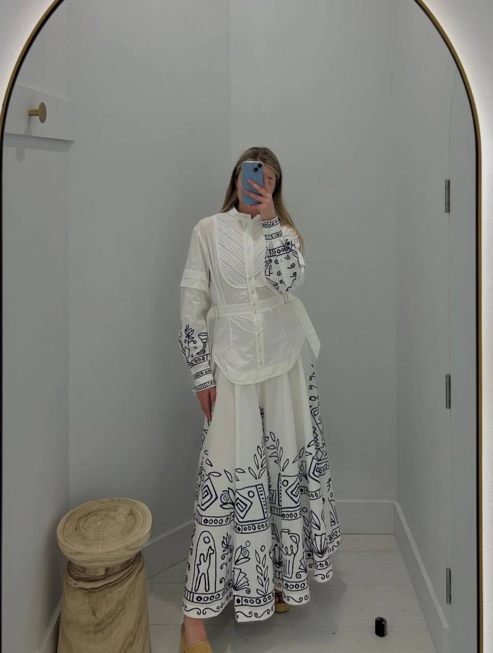 ALM Leela Button-down Belted Cotton Shirtdress Midi Dress