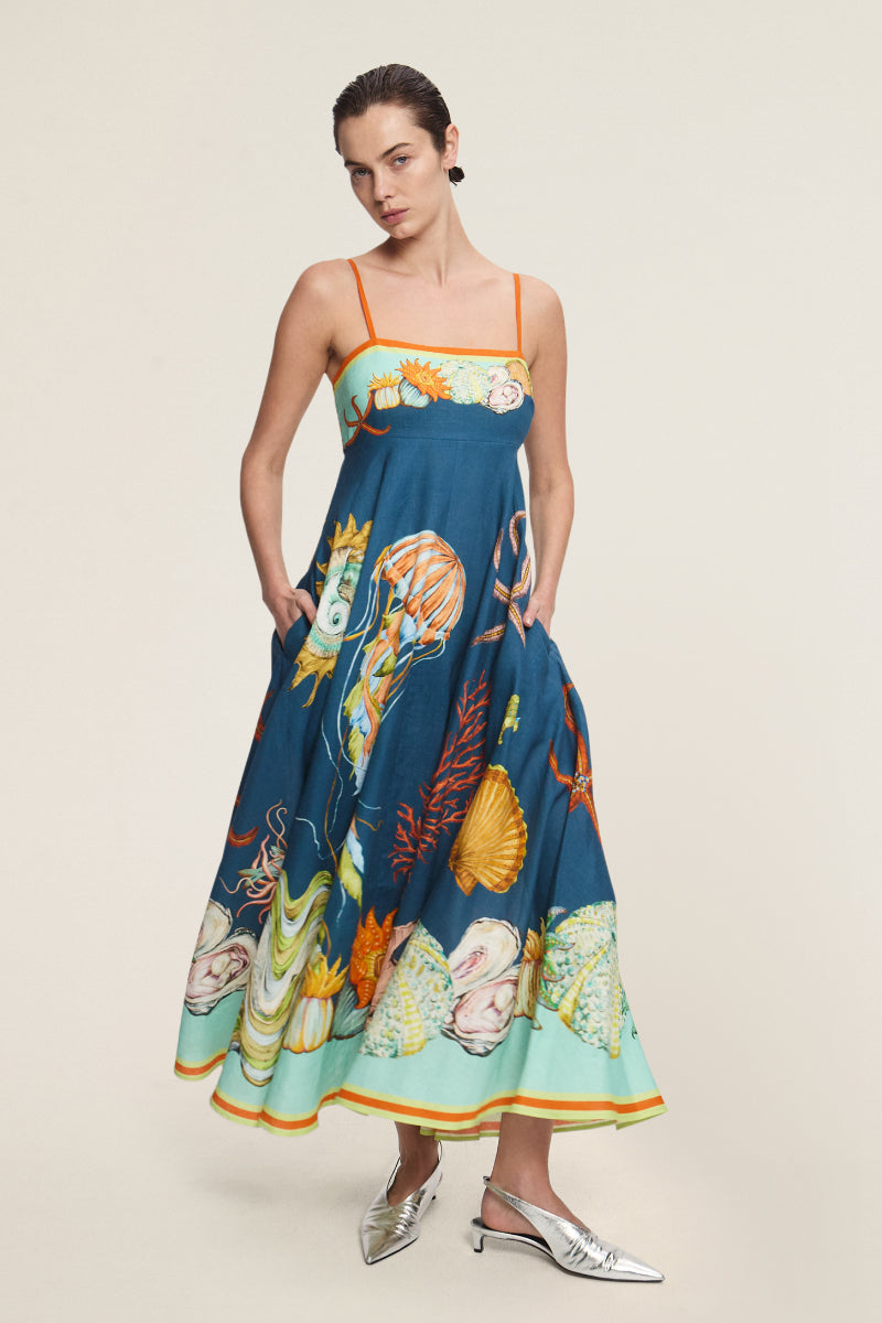 ALM Dorian Linen Midi Dress Sundress