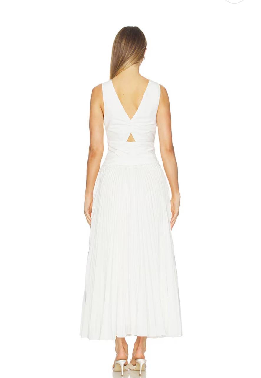 SK Vivianne Twist-Front Cutout Cotton-lined Midi Dress