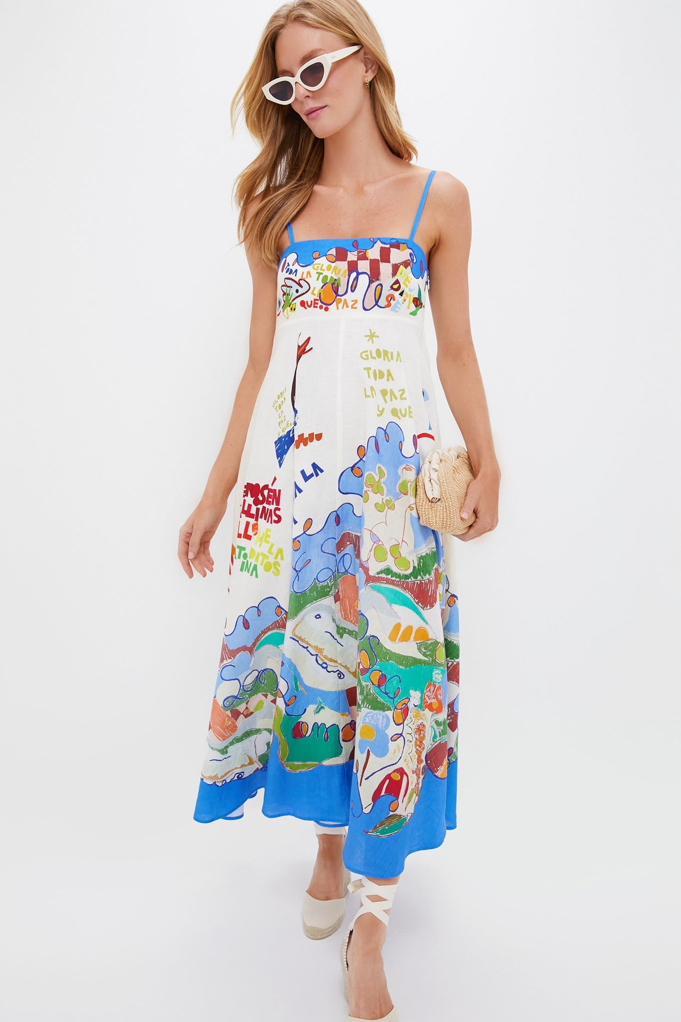 ALM Flores & Nadia Linen Midi Sundress Dress