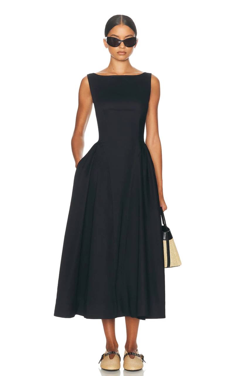 Restock! HS Stretch-Cotton Sateen Midi Dress