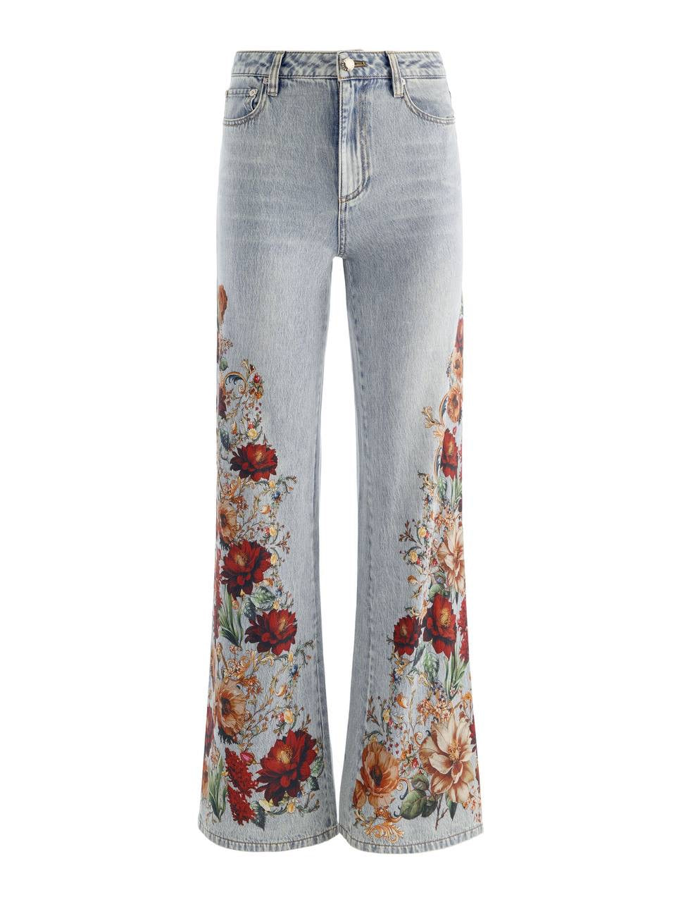 AO Chic Floral Printed High-rise Cotton Jeans