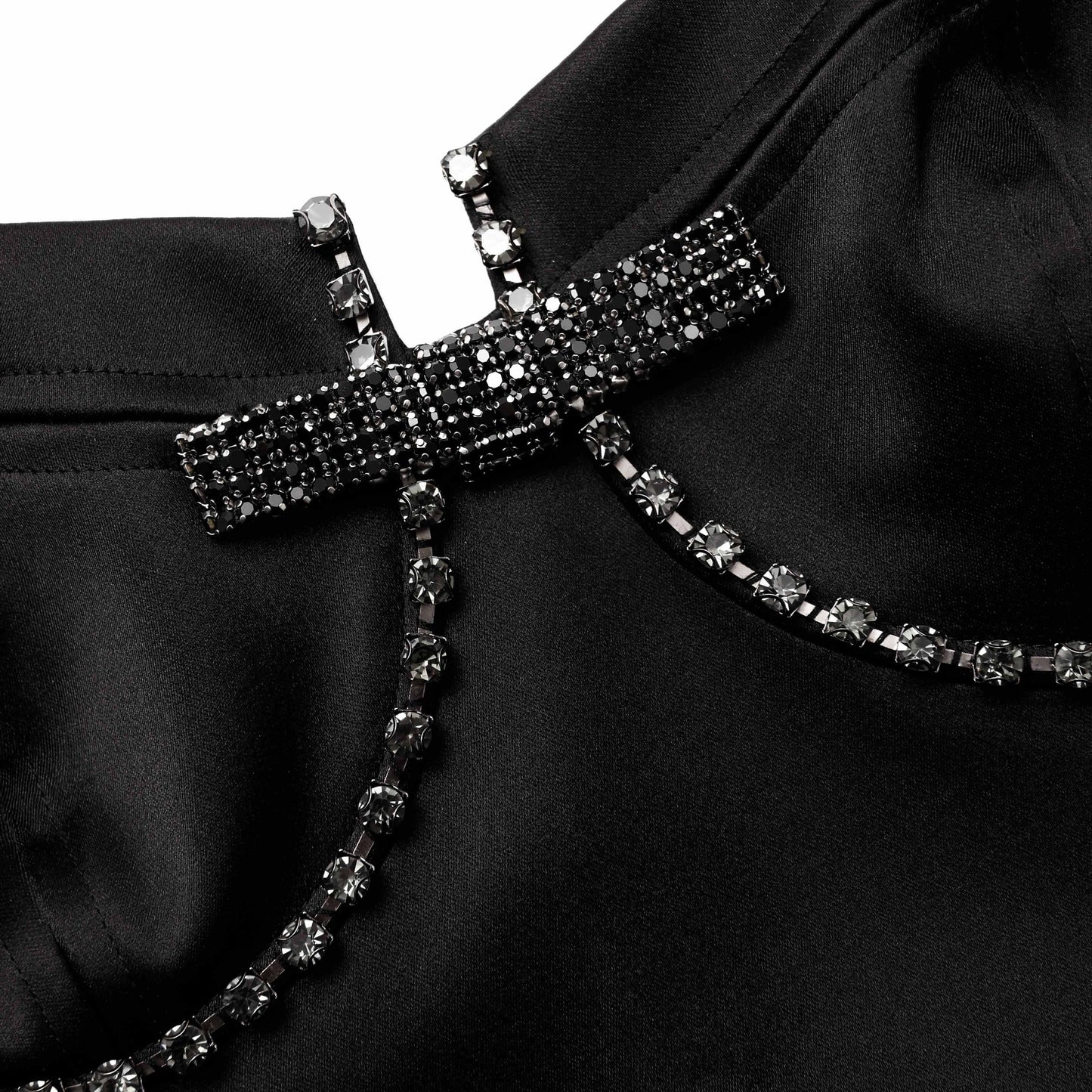 SP Pink | Black Satin Diamante Mini Dress