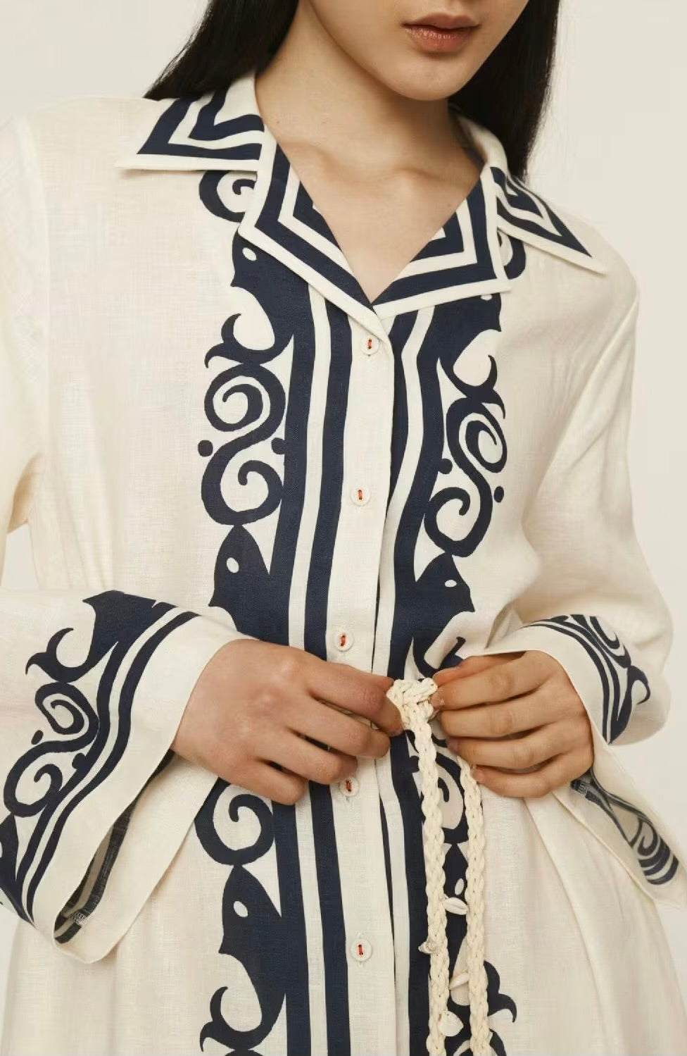 ALM Marine Linen Midi Dress Shirtdress