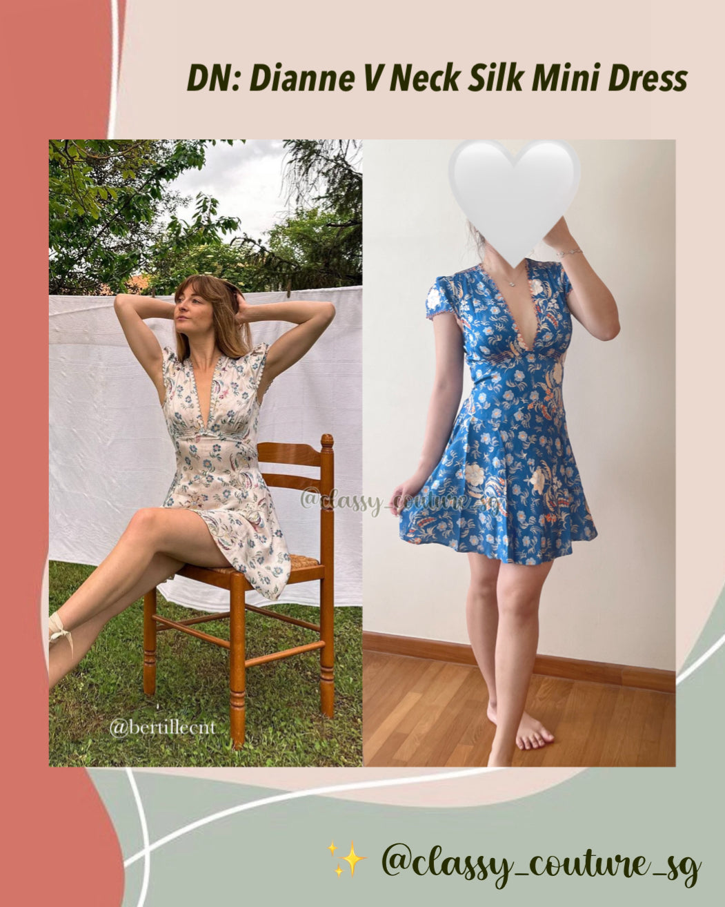 DN Dianne V Neck Silk Mini Dress