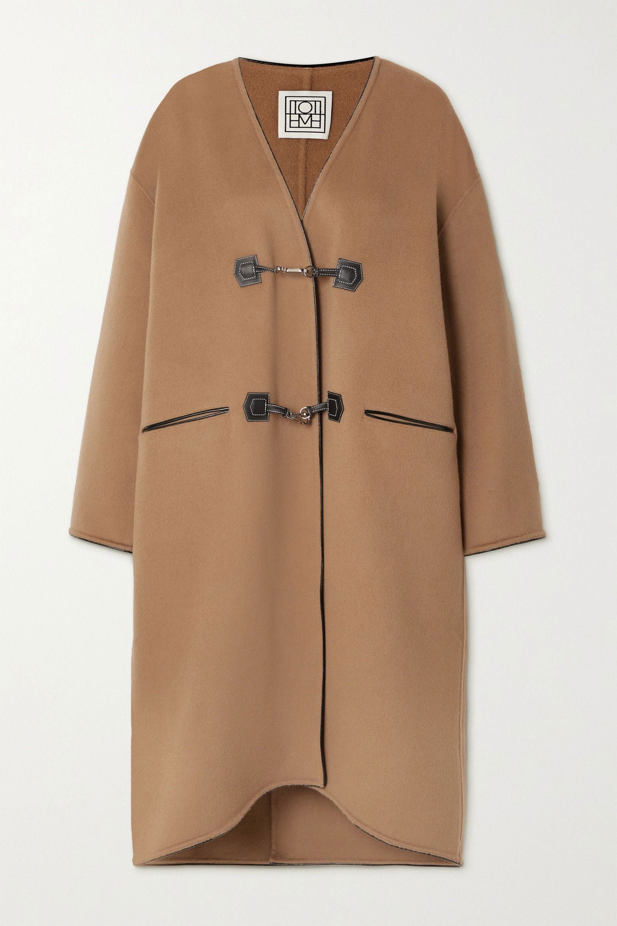 SALE! Tot Clasp Leather-Trimmed Brushed Wool And Cashmere-Blend Coat