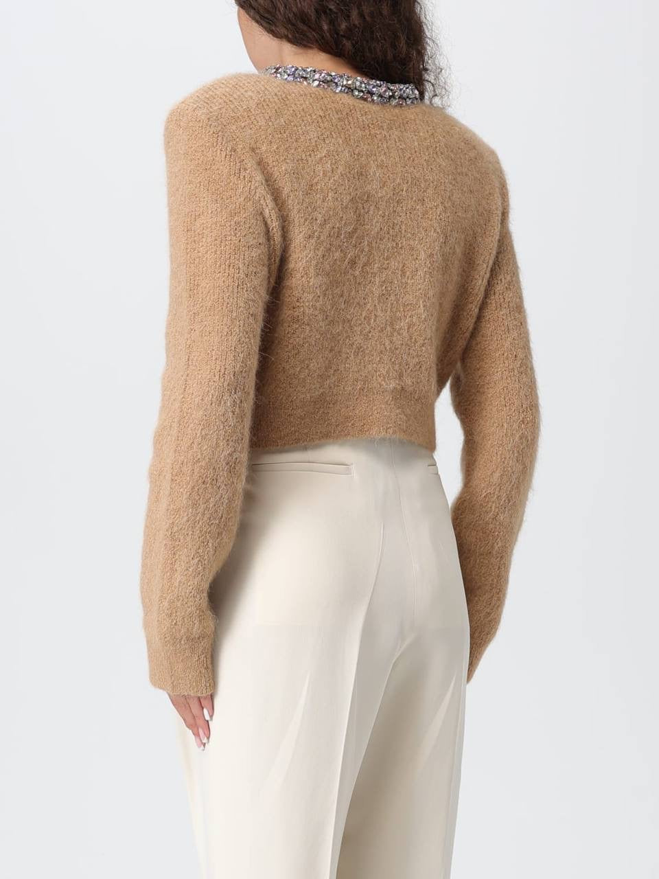 3 Colors! SP Jewel-Embellished Alpaca-Blend Cropped Cardigan in Camel | Grey | Cream