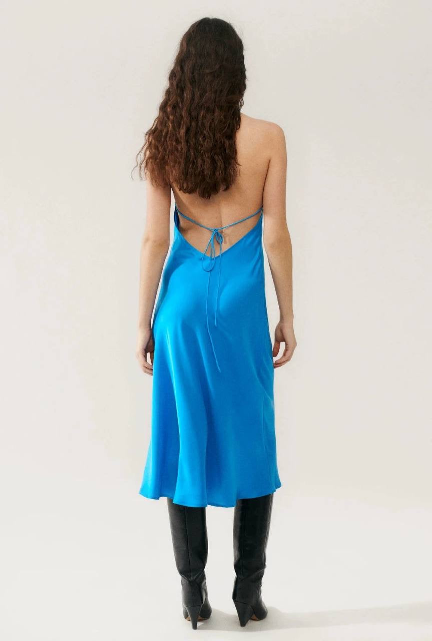 SL Halter Silk Midi Dress