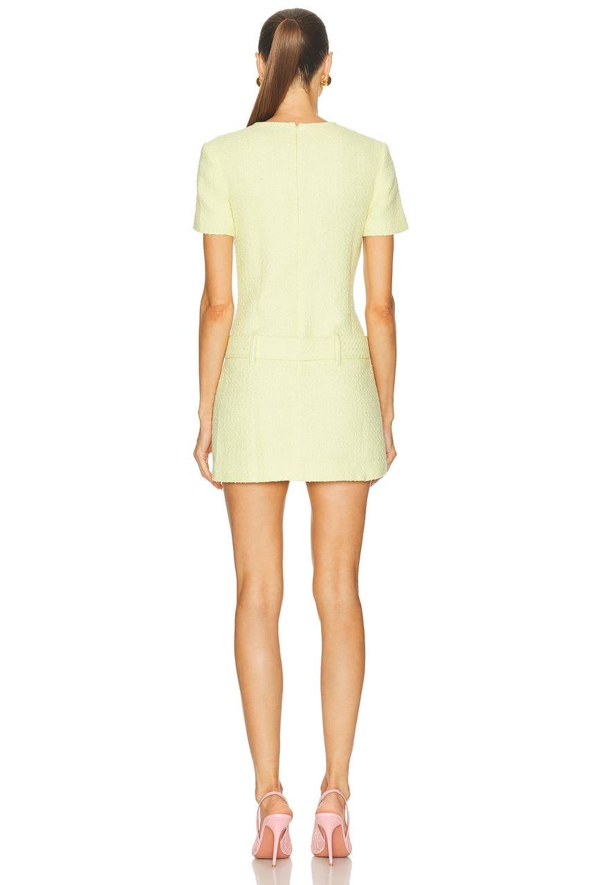 SP Yellow Boucle Belted Tweed Mini Dress