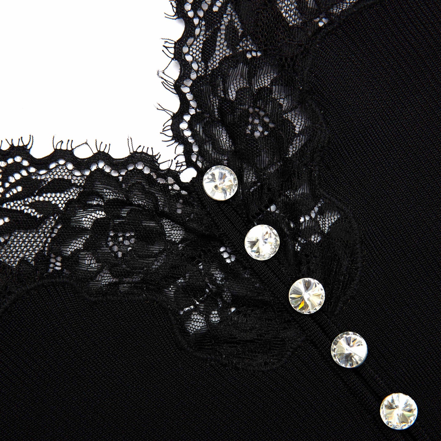 SP Lace Trim Rib Knit Cami Top in White & Black