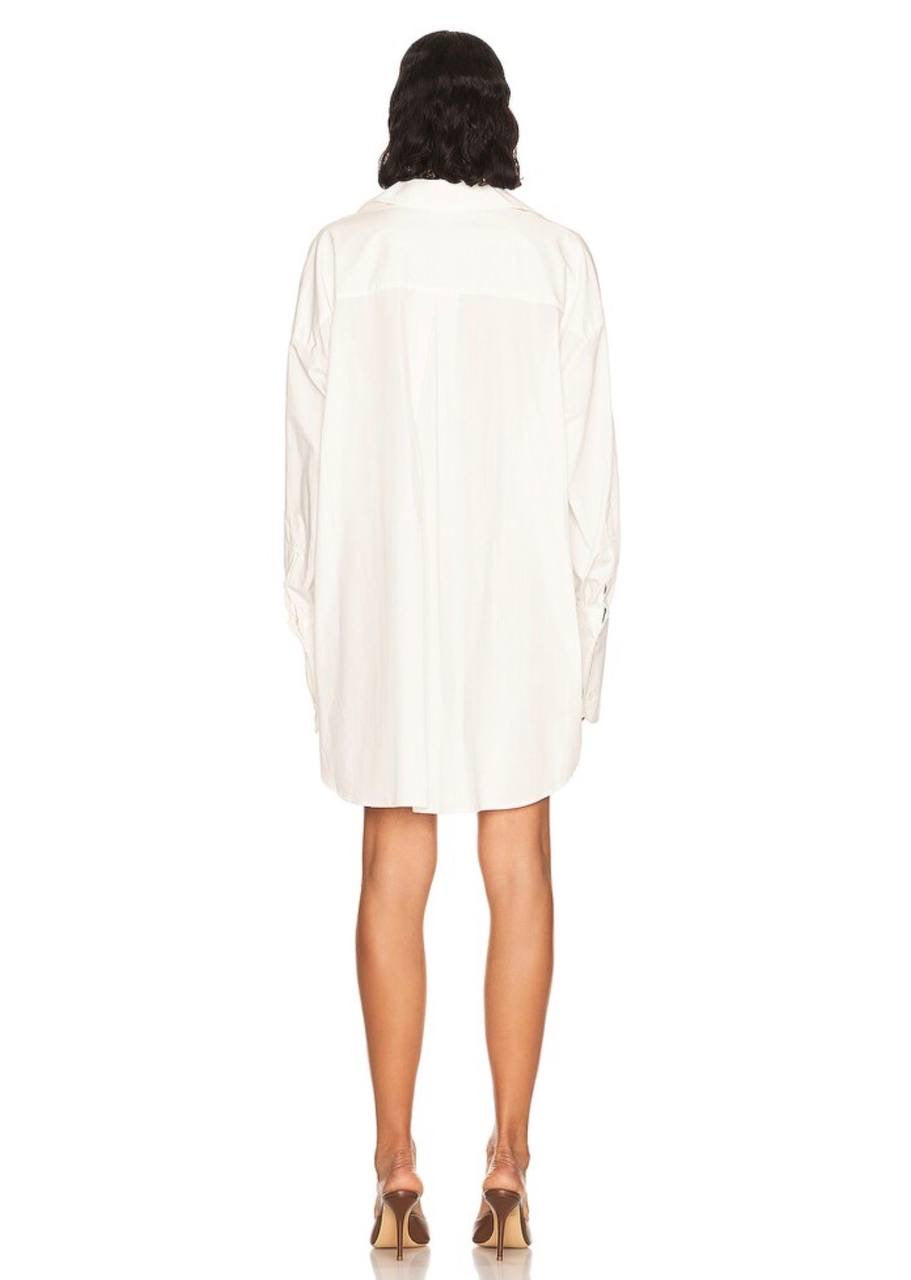 HS White Cotton Poplin Oversized Shirt / Shirtdress Mini Dress