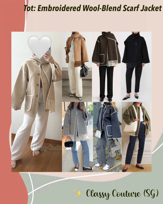 Tot Embroidered Wool-Blend Scarf Jacket