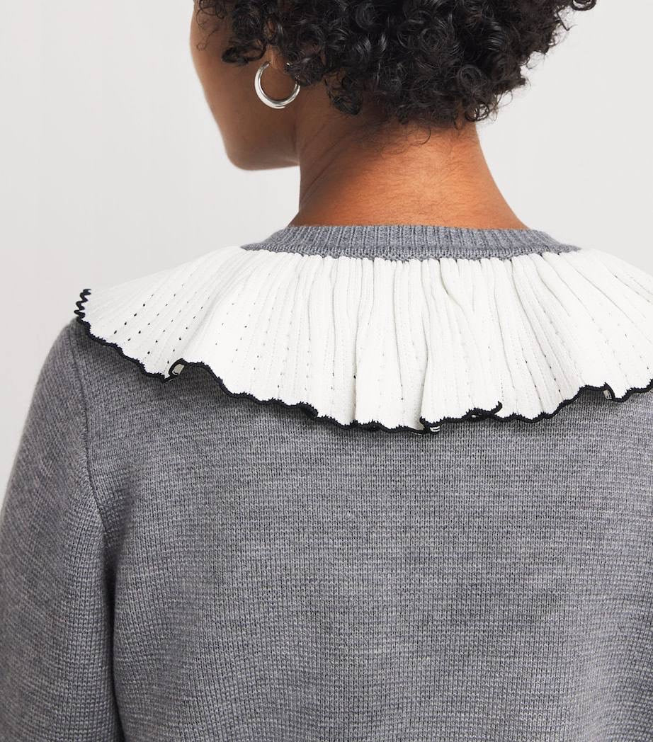 SD Roman Wool-Blend Ruffle Collar Cardigan