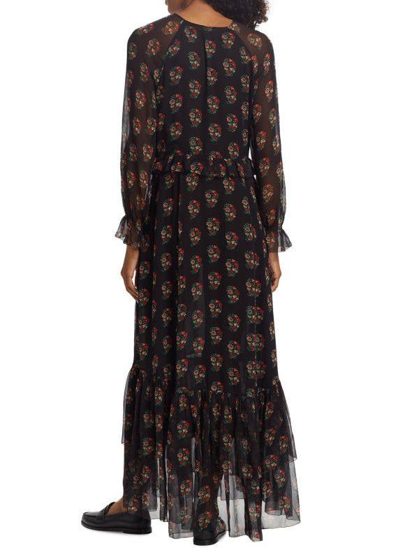 DN Saffron Floral Silk Maxi Dress
