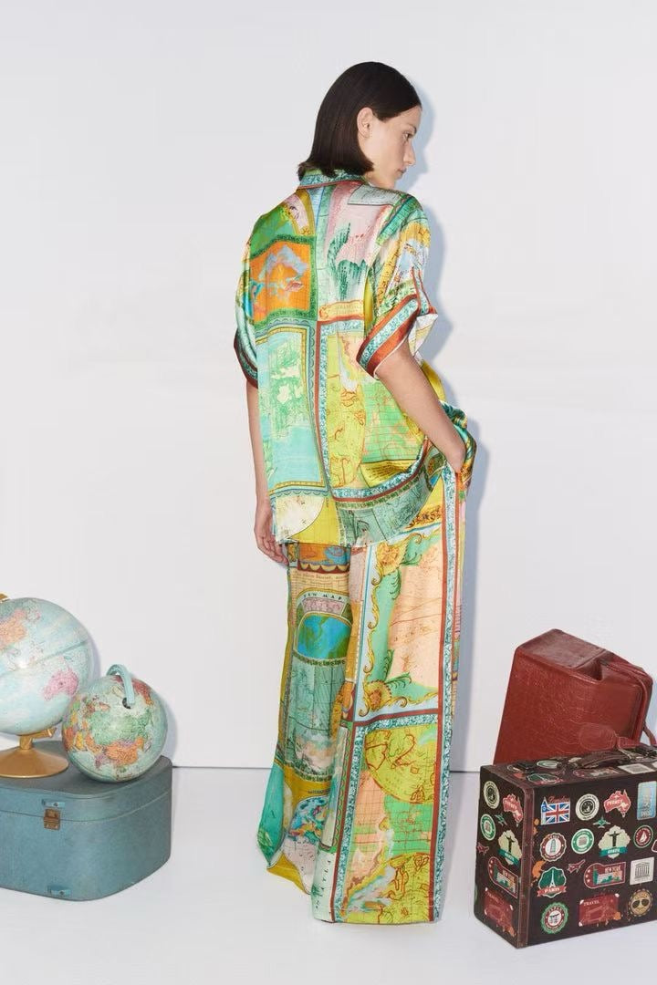 ALM La Charrasca & Franca & Atlas Silk Satin Shirt | Pants | Set