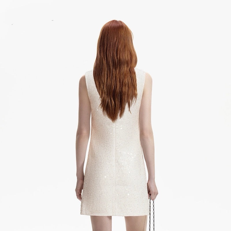 SP Ivory Sequin Boucle Mini Dress
