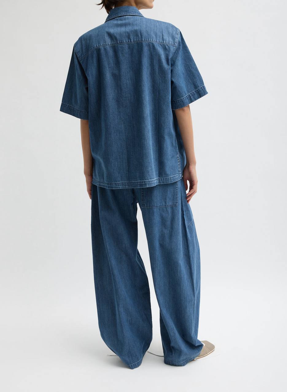 TB Summer Denim Classic Wash Camp Shirt | Winslow Drawstring Pants | Cotton Set