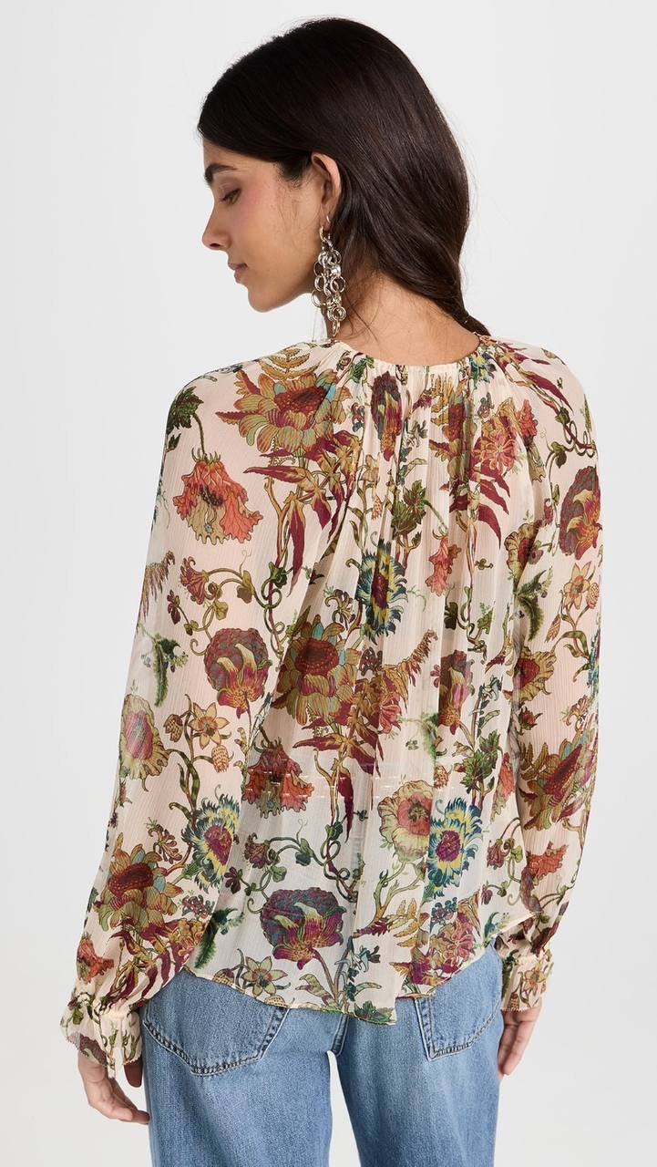 UJ Bernadette Silk Long Sleeve Blouse Top